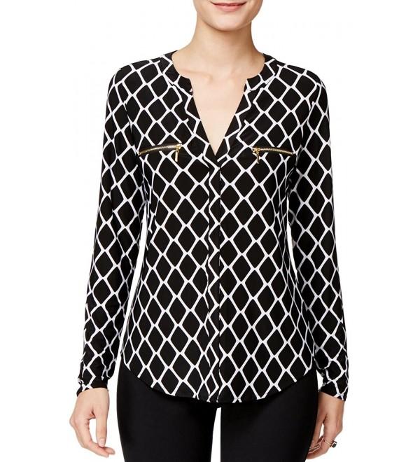 Womens Zip Pocket Shirt Blouse Classy