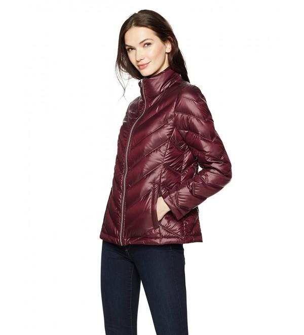 Women's Short Packable Down Puffer Jacket - Wine - CG184AM2RGW