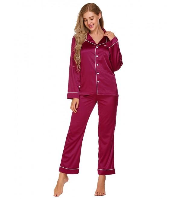 Womens Sleepwear Elastic Button Down Loungewear