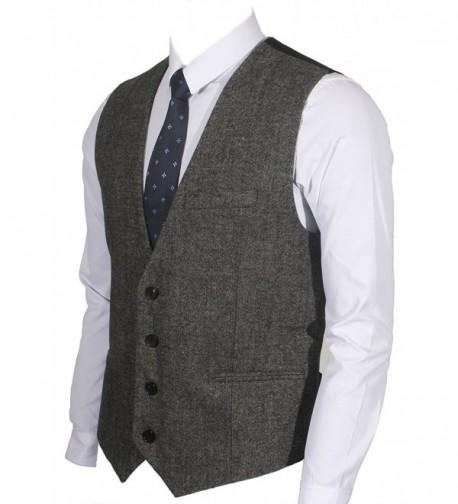 Ruth Boaz 3Pockets 4Buttons Wool Herringbone Tweed Business Suit Vest Tweed