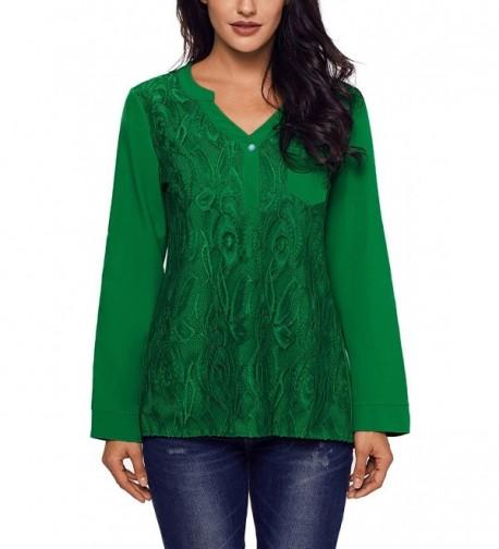 LOSRLY Button Cuffed Blouses Shirts Green