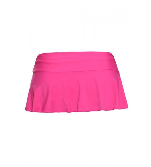 Womens Ruched Side Tie Swim Shorts Skirted Bikini Bottom - Pink ...