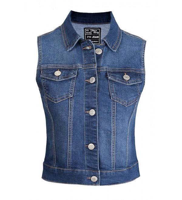 Women's Denim Vest Stretchy Nice Stone Washed W Hand Sanding S M L 1XL ...