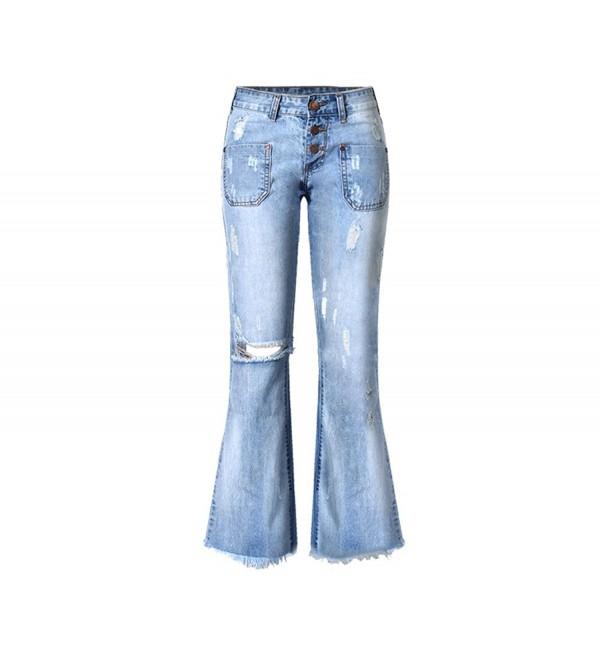 Womens Distressed Ripped Bootcut Straight