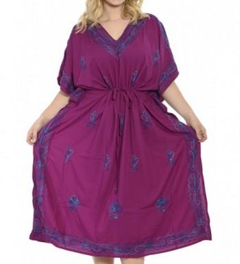 Embroidered Swimwear Caftan Magenta Violet