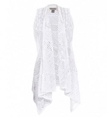 Anna Kaci Womens Sleeveless Cardigan Crochet