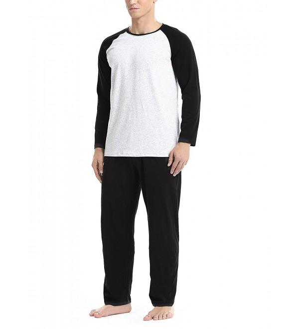 Men's Cotton Modal Sleepwear Long Sleeve Top & Bottom Pajama Set ...