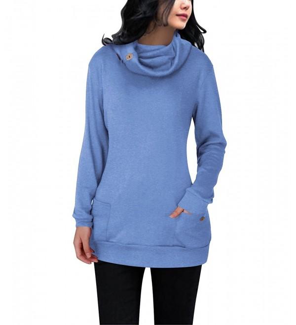 LANISEN Women's Casual Cowl Neck Long Sleeve Tunic Hoodie Sweatshirt ...
