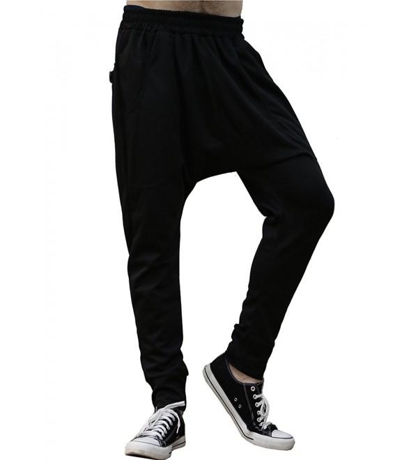 Allegra K Men Drop-Crotch Dance Sport Jogging Baggy Hip Hop Harem Pants ...