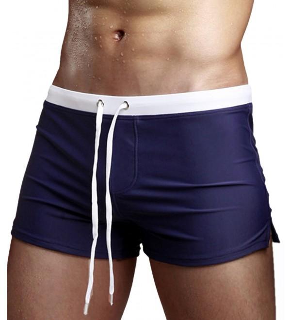 Men's Swim Trunks Brief Swimwear Swim Shorts With Zipper Pockets - Dark ...