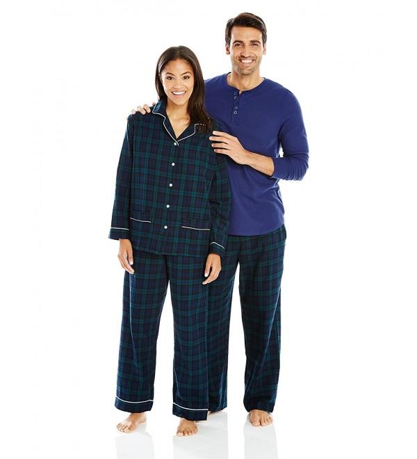 lanz Men's Thermal Henley Top With Flannel Plaid Pant Pajama Set - Blue ...