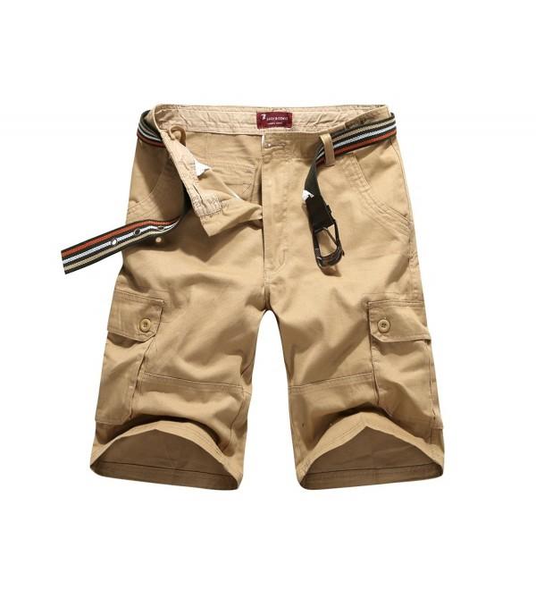 Men's Jogger Capri Cargo Shorts - Khaki - CF17YXQZXHR