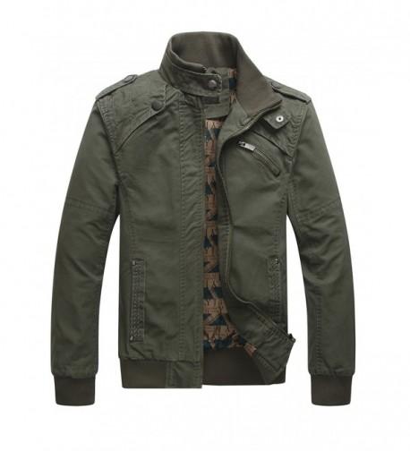 Men's Casual Long Sleeve Full Zip Jacket - J158 Army Green - CM187YXCOKA