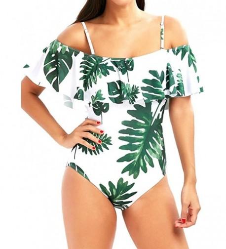 tengweng Vintage Shoulder Flounce Swimsuit