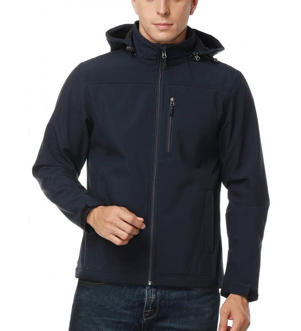 MIER Men's Softshell Jacket with Removable Hood Fleece Winter Jacket ...