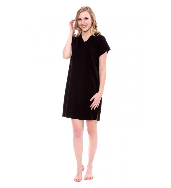 TexereSilk Womens Jersey V Neck TX WB043 002 BLCK R L