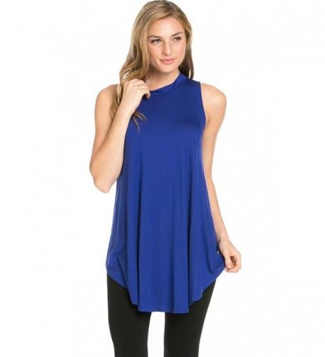 Azules Womens Sleeveless Flowy Turtleneck