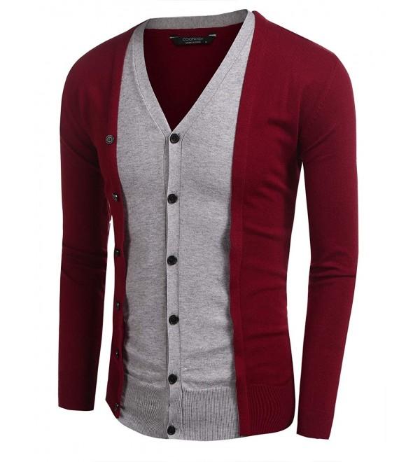 Mens Long Sleeve Fake Two Piece Lightweight Casual V-Neck Slim Fit ...