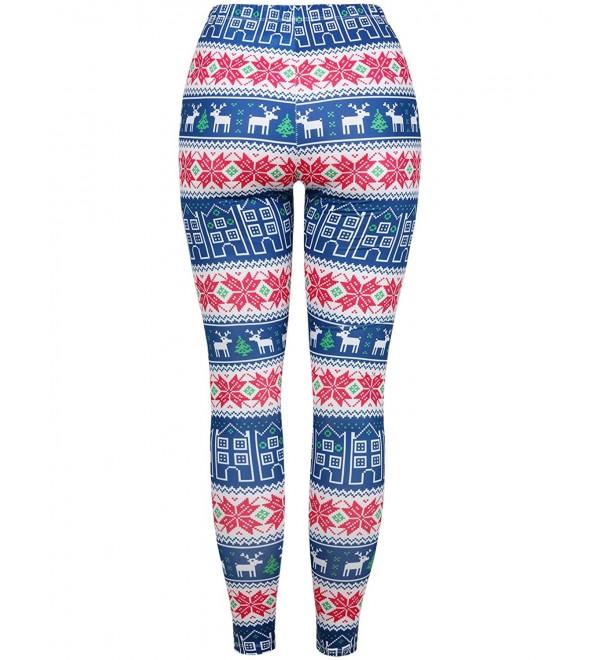 Women's Christmas Leggings Snowflake Stocking Pants Stretchy Tights ...
