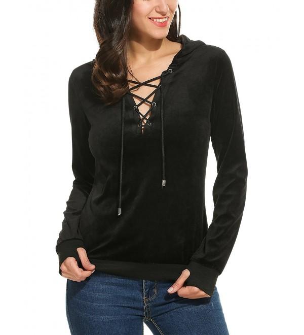 Zeagoo WoMens Pullover Lace up Sweatshirts