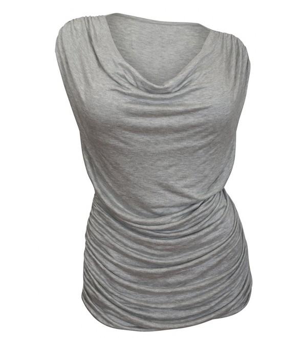 eVogues Plus Size Cowl Neck Shimmering Top Charcoal Gray - S-gray ...