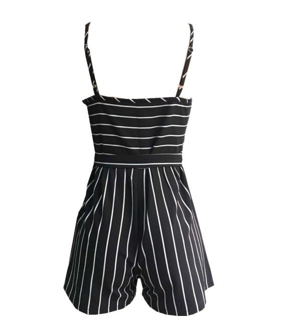Striped Backless Spaghetti Playsuit - Black-white Stripe - CA18CHX3Q86