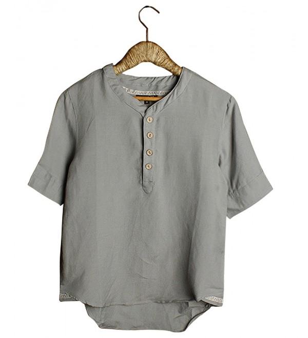 PPJZ01L Men's Short Sleeved Linen T Shirt Cotton Chinese Style V-Collar ...
