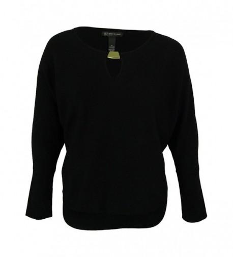 International Concepts Keyhole Neck Sweater Black