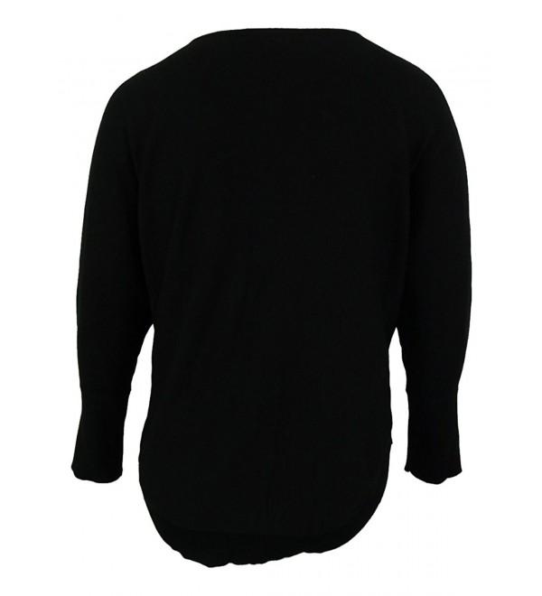 Inc Womens Plus Keyhole Knit Pullover Sweater - Deep Black - CJ17YY5NTIQ