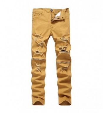 Geurzc Ripped Straight Biker Jeans