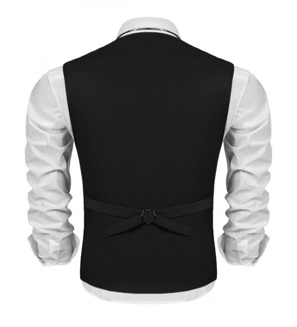 Men Suit Vest Solid Double Breasted Slim Fit Business Dress Waistcoat ...
