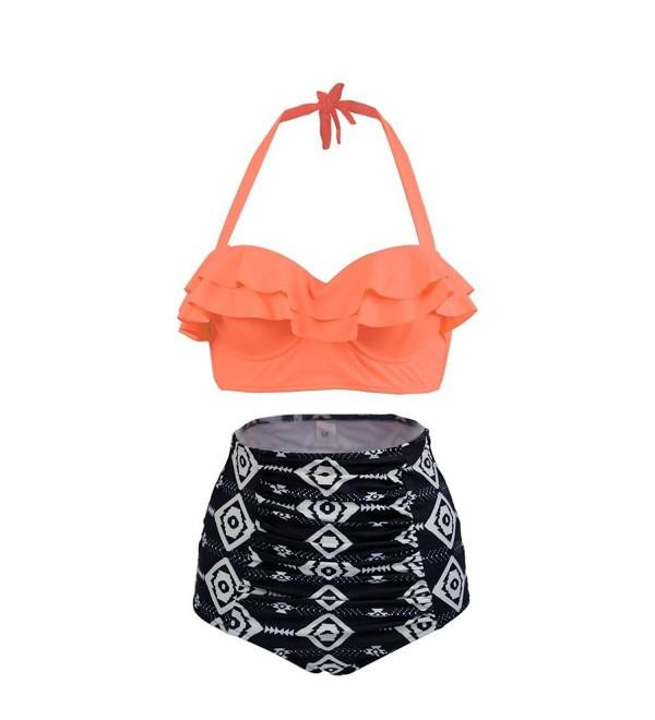 Happybai Waisted Vintage Falbala Swimsuits