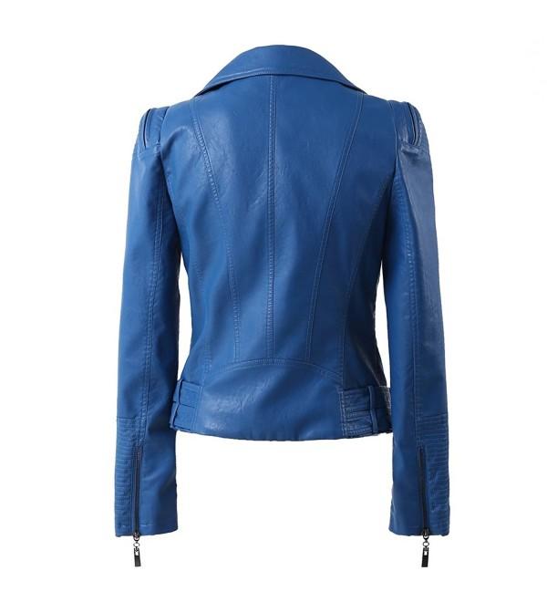 LLF Womens Faux Leather Zip Up Moto Biker Jacket With Many Details ...