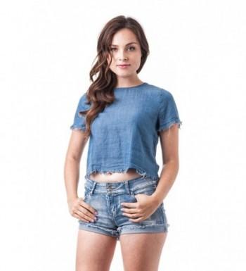 Sleeve Chambray Frayed Cropped Medium