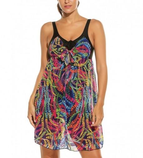 HOTOUCH Plus Size Swimsuit Multicolor Feather