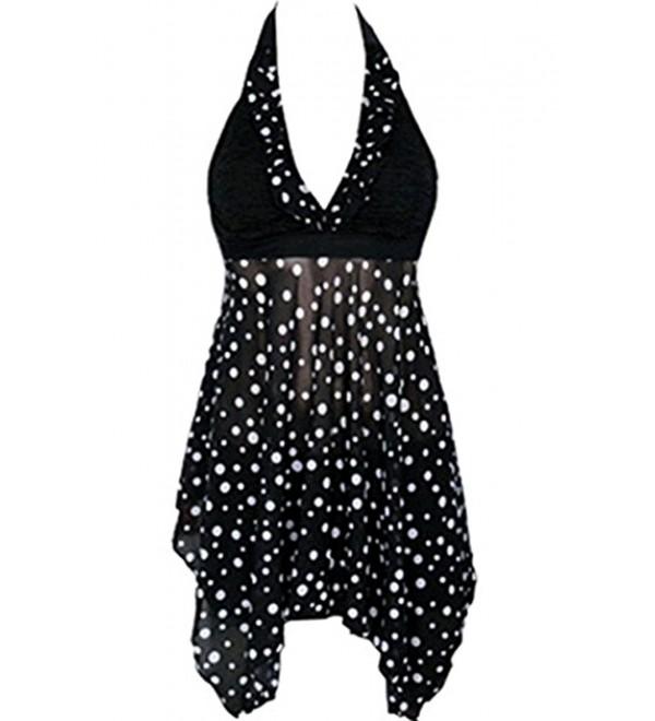 Women's Halter Polka Dot Tankini Ruffles Plus Size Two Piece Swimsuit ...