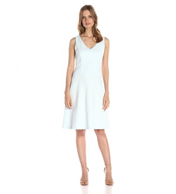 Lark & Ro Women's Sleeveless Fit-and-Flare Dress - Water - C812C5DZVNH