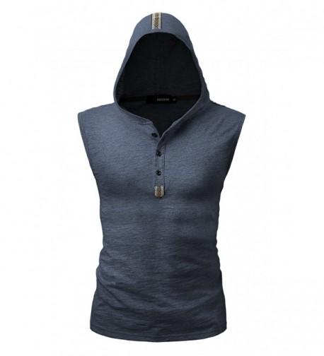 HEMOON Hooded Sports Henley Sleeveless