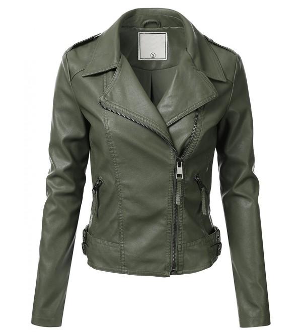 Women Faux Leather Jacket w/Zipper Closure (6 Colors Available ...