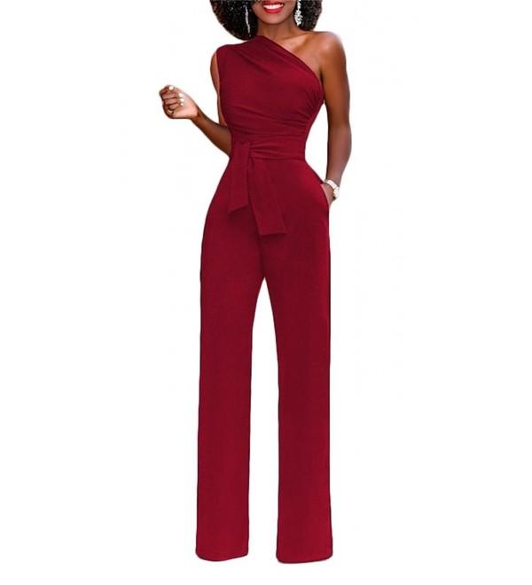 Symina Womens Elegant Shoulder Jumpsuit