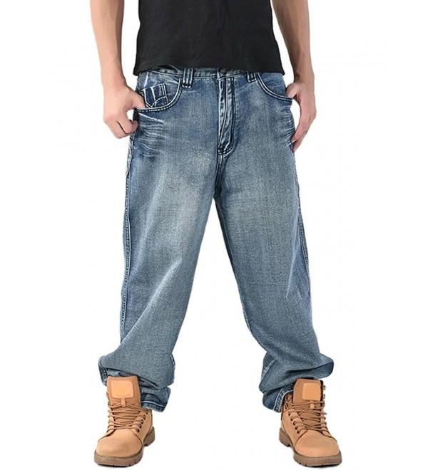 Men's Loose Fit Denim Jeans Baggy Jeans - Light Blue-4 - CG183YUHW79