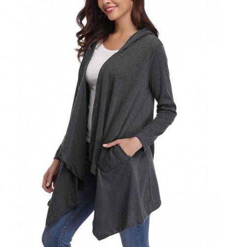 Womens Long Sleeve Draped Open Front Hooded Cardigan Sweater with ...