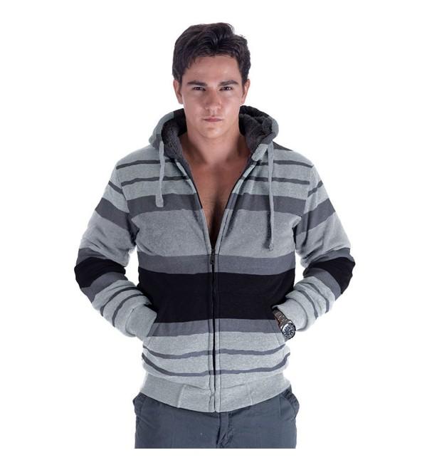 Stripe Sherpa Lined Fleece Hoodie Sweatshirt