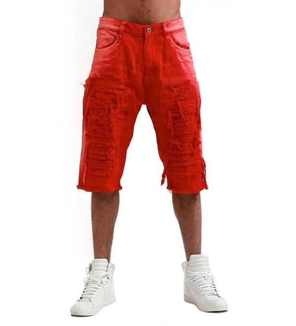 Smoke Rise Repair Bleached Shorts Red 32