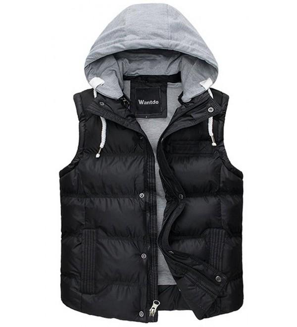 Men's Winter Puffer Vest Removable Hooded Quilted Warm Sleeveless ...