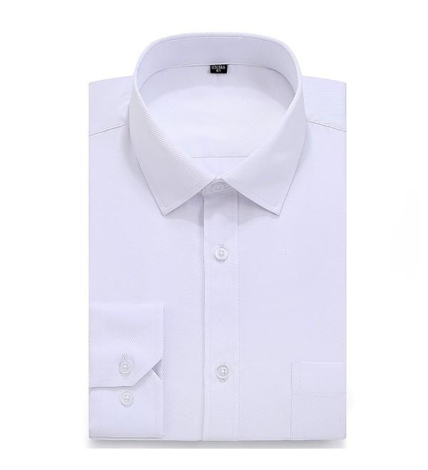 Men's Regular Fit Solid Point Collar Dress Shirts - X10075 - C3183LSUQTE