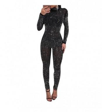 Womens Sexy Rhinestone See Through Mesh Party Cocktail Bodycon One ...