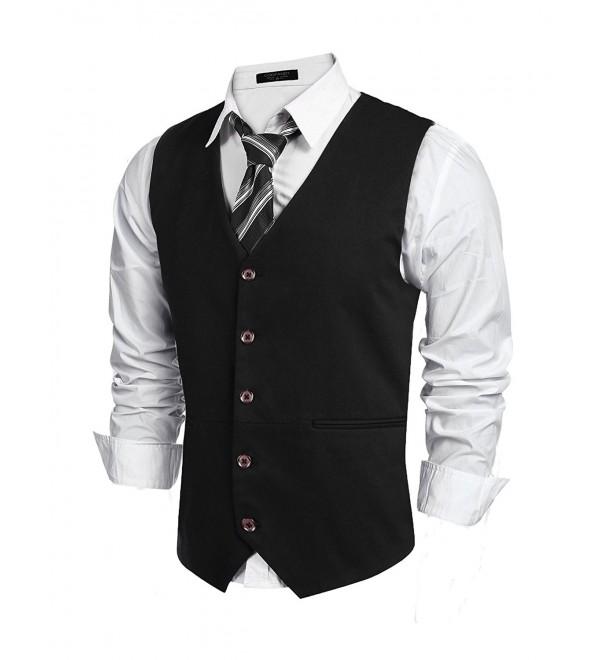 Coofandy Fashion V neck Button Waistcoat