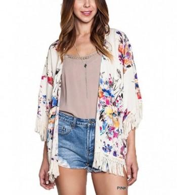 Umgee Womens Floral Printed Fringe