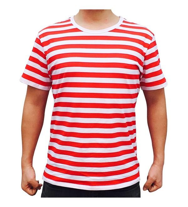 Men Boy Crew Neck Black White Striped T Shirt Tee Outfits Tops